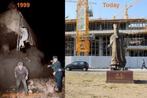 NATO Bombing of Belgrade Private Tour - Stop 1: RTS and the Monument Zašto? at the memorial site