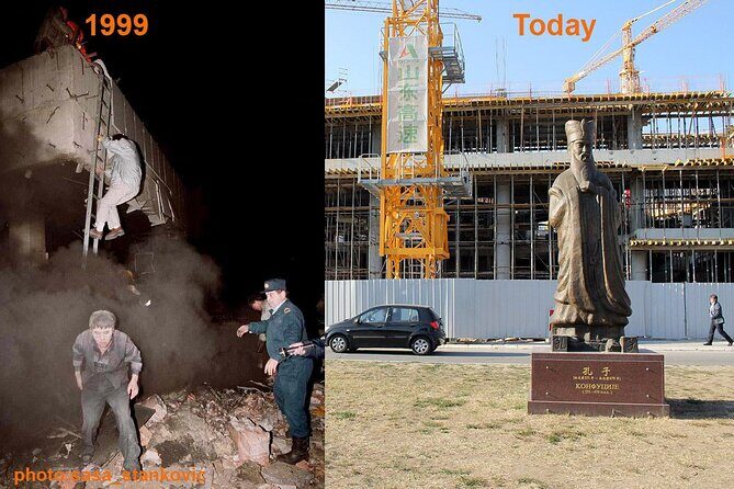 NATO Bombing of Belgrade Private Tour - Stop 1: RTS and the Monument Zašto? at the memorial site